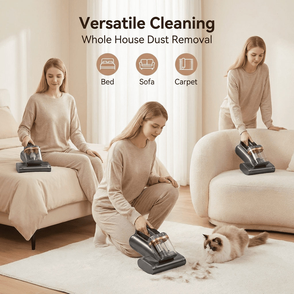 EXLUVON Mattress Vacuum Cleaner, 15kPa Bed Vacuum Cleaner, Powerful Handheld Vacuums for Bed