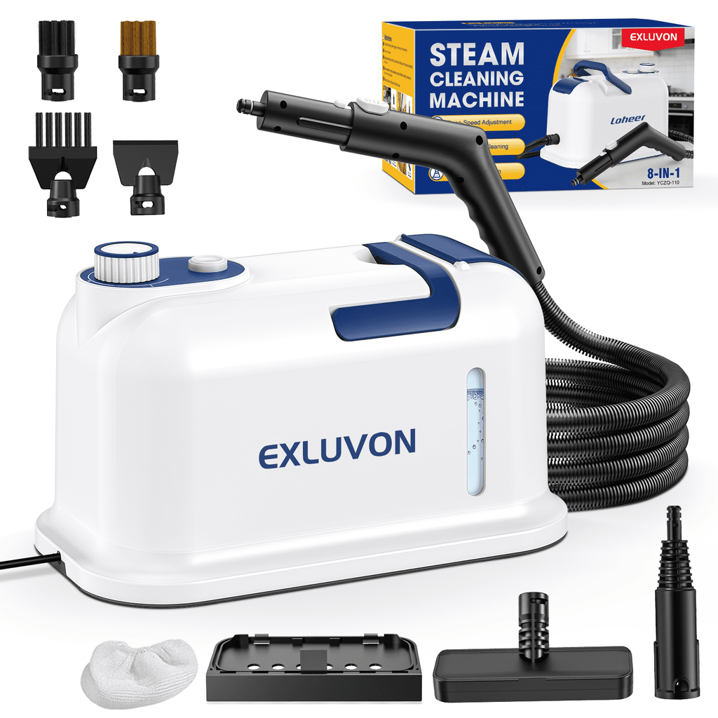 EXLUVON Portable Steam Cleaner - 1500W, 15s Fast Heat, 221°F High Temp, Handheld Steam Cleaner with 1500ml Tank, for Grout, Cars, Upholstery Cleaning